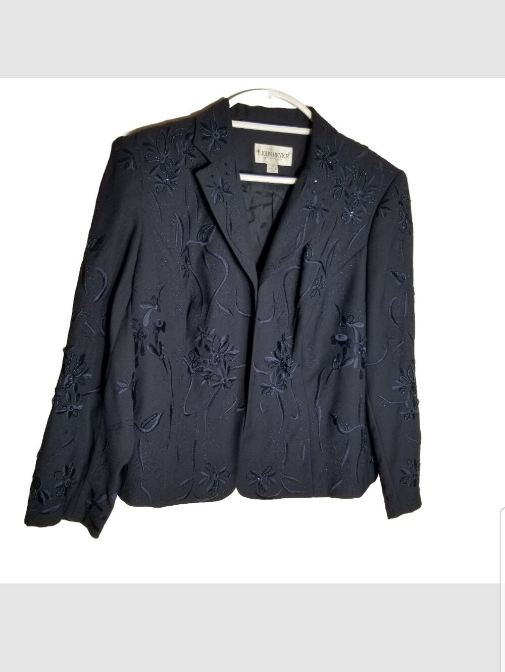 John Meyer Of Norwich Blazer Jacket Women’s 18W Blue Embroidered Beaded Floral